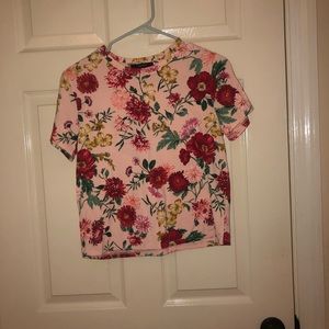 pink t shirt with flowers